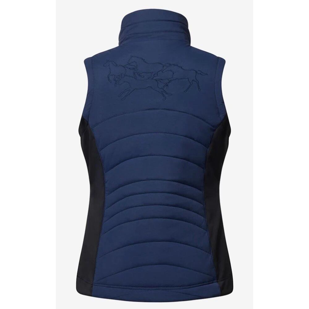 Kerrits Equestrian Round Up Quilted Riding Vest 1X Blue Black Zip EUC Puffer